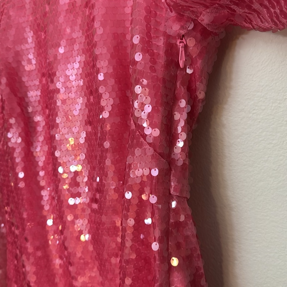 Anthropologie Sequin Drape-Back Mini Dress US4 pink - Picture 17 of 17